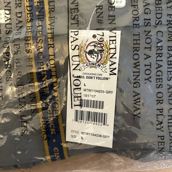 Cinch Charcoal Button Down Shirt - Large - NWT - Picture 6 of 6